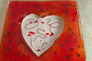 Jewelry Dish with a Heart  or as hanging wall glass plate made in greece