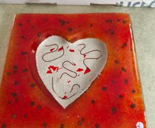 Jewelry Dish with a Heart  or as hanging wall glass plate made in greece