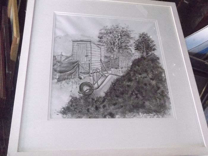 a pen ank drawing by bridget o,brien signed