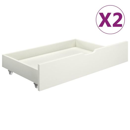 Bed Frame with 2 Drawers White Solid Pine Wood 100x200 cm