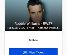 Robbie Williams  6th of July 2027 Thomond Park