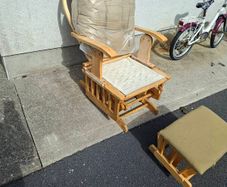 Wooden rocking chair and rocking footstool