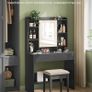 LED Dressing Table with Lighting, Mirror with LED, 2 Drawers Adjustable Shelves Black Ink 3 Colours with Adjustable Brightness Image 4