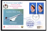 1977 Guernsey Concorde Flight Cover (with approval of British Aircraft Corporation) SST Inaugural Transatlantic Flight. New York to London. Signed by Captain Brian Walpole.