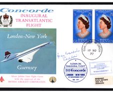 1977 Guernsey Concorde Flight Cover (with approval of British Aircraft Corporation) SST Inaugural Transatlantic Flight. New York to London. Signed by Captain Brian Walpole.