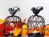 2 Pack Hanging Small Metal Candlestick Holder, Bird Top Tealight Candle Lantern Decorative Birdcage Candle Holder Lanterns for Wedding Party Christmas Patio Indoor Dining Table Gift(Black)