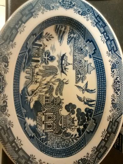 Blue and white Japanese style charger for sale