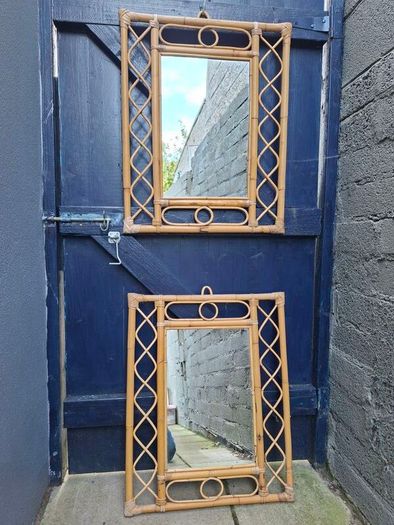 2 x Vintage Rattan/Bamboo Mirrors