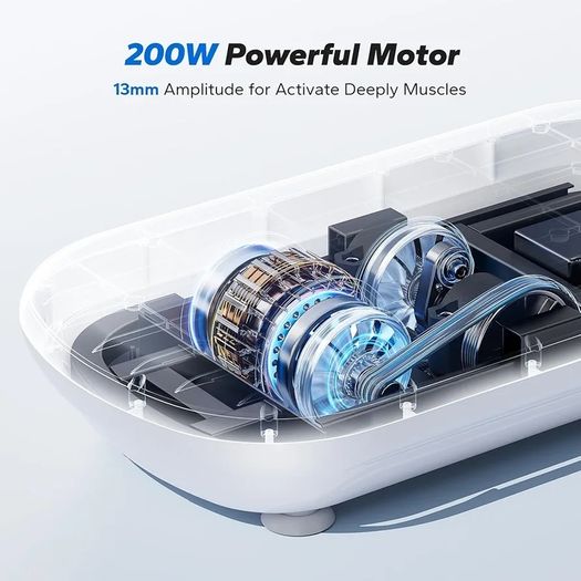 Powerful Vibration Plate Exercise Machine for Weight Loss and Shaping, 13 mm Large Amplitude, 200 kg Weight Capacity, Silicone Pedal, Built-in Bluetooth Speaker