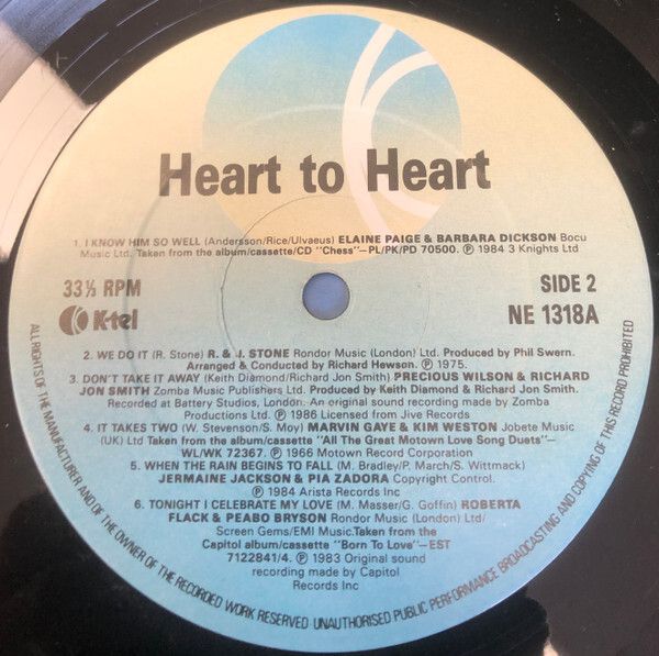 Heart To Heart Double Vinyl 1986 Phil Collins Kenny Rogers Marvin Gaye