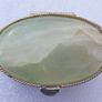 Green Alabaster  Pill Box Snuff Compact Italy Chased Silver Chrome Image 3