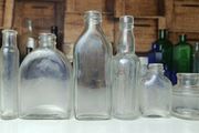 467 - Set of 6 Vintage Clear Glass Cork Screw Top Collectible Decorative Bottles