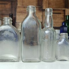 467 - Set of 6 Vintage Clear Glass Cork Screw Top Collectible Decorative Bottles
