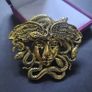 Vintage Style Gold Tone MEDUSA SNAKE LADY Statement BROOCH Shawl Pin or Pendant Jewellery Accessories Gifts Image 3
