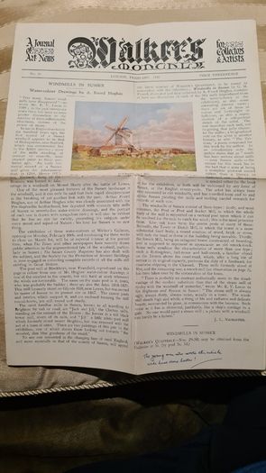 Walker's Quarterly. Rare 1930.windmills In Sussex By G. M. Fowell. Illustrated & Data Coloured By A. Ford Hughes. First Edition Paperback In Good Condition Complete With Walker's. Monthly Pull Out. See Photos.