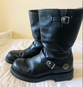 Twin Pistons Leather Boots Uk 10 Harley Davidson Style!