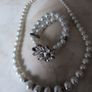 Pearl Necklace & Bracelet With Stone Pattern. . -   New. Image 2