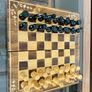 Vintage Decorative Foldable Chessboard with Hand Carved Detail and Chess Pieces 26 cm Square Image 3