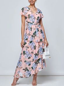 New Jolie Moi Floral Tiered Hem Ruffle Dress size UK 12