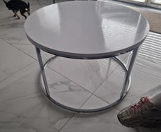 white gloss and chrome coffee table