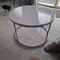 white gloss and chrome coffee table