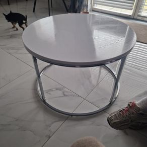 white gloss and chrome coffee table
