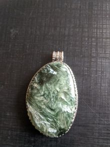 Genuine  Seraphinite Silver Large Pendant