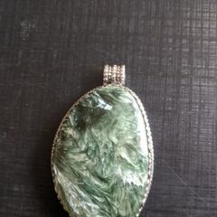 Genuine  Seraphinite Silver Large Pendant