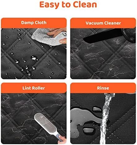 Dog Hammock for Car Back Seats with Side Protection and Mesh Visual Window, Durable Scratch Proof and Waterproof Pet Seat Cover for Cars/Trucks/SUV, 135 x 148 cm, Black&Orange
