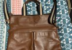 Men Coach Foldover Leather Tote Bag