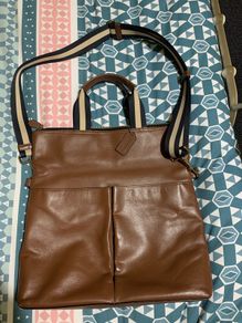 Men Coach Foldover Leather Tote Bag