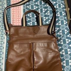 Men Coach Foldover Leather Tote Bag
