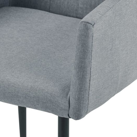 Dining Chairs with Armrests 6 pcs Light Grey Fabric