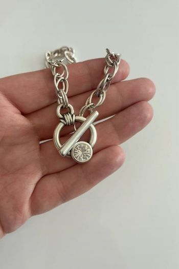 Antique Silver Plated Swarovski Crystal Necklace