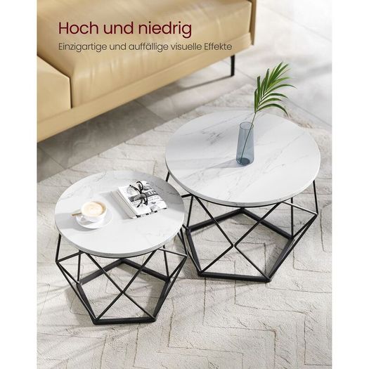 2 x side table  Coffee Table Set White-Black or Brown 2 Pieces