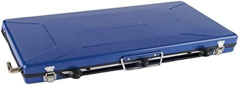 Chef Folding Double Burner Stove and Grill, compact gas cooker for camping or festivals, Blue