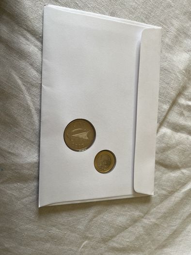 Rare An Post Dual Currency Cover: Final Irish 1 pound Millennium & First 1 Euro Coin Set