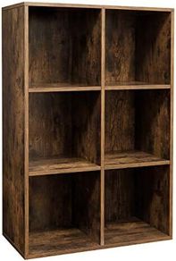 Bookcase, Bookshelf, Storage Shelf with 6 Compartments, Standing Shelf, Cube Shelf, for Living Room, Home Office, Dinning Room, Rustic Brown LBC203BX