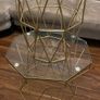Table Set with glass top with gold design coffee and side table Image 3