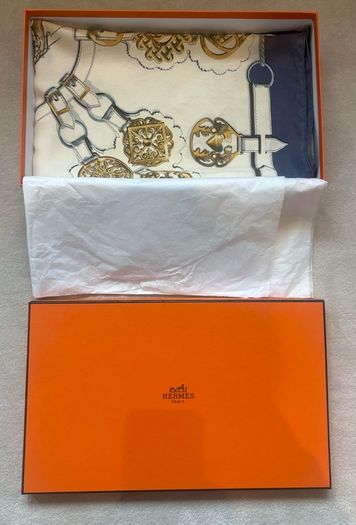 Authentic, vintage Hermes Cuivreries Silk Carre Scarf