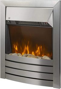 2 KW Stainless Steel Electric Inset Fire Stove with 2 Heat Settings, Timer and Remote Control, Independent LED Flame Effect, 20-30 m2 Room Size