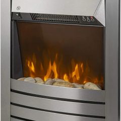 2 KW Stainless Steel Electric Inset Fire Stove with 2 Heat Settings, Timer and Remote Control, Independent LED Flame Effect, 20-30 m2 Room Size