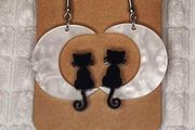 Cat on a Moon Earrings - nice gift