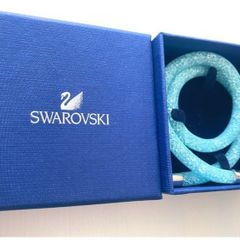 Swarovski Crystal Dust Three Spiral Wrap Bangle Braclet, Turquoise Crystals