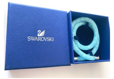Swarovski Crystal Dust Three Spiral Wrap Bangle Braclet, Turquoise Crystals