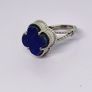 Lapis Lazuli Clover Leaf Ring in Platinum Overlay Sterling Silver 6.18 Ct. Image 2