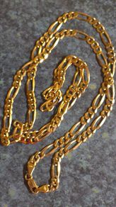 Extra long gold necklace Figaro designed 9ct