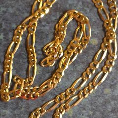 Extra long gold necklace Figaro designed 9ct
