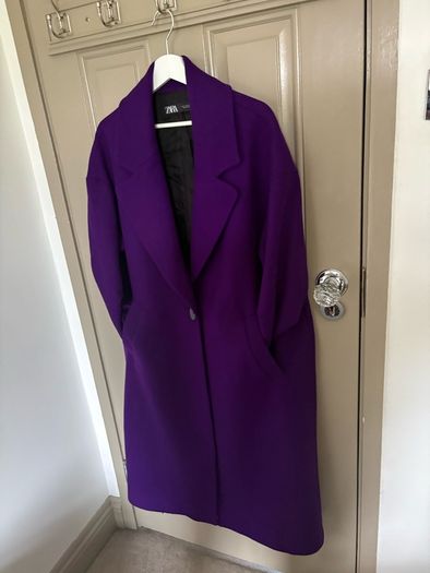 New Zara oversized wool mix coat in deep purple