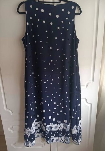 Elegant Navy and White Polka Dot Dress